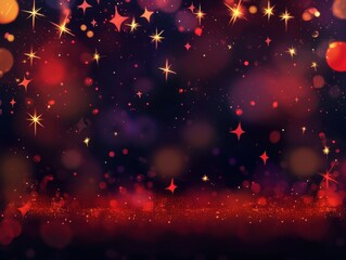 Poster - Festive red and gold stars on a dark background create a magical and enchanting atmosphere perfect for holiday celebrations and a sense of wonder and joy for any occasion