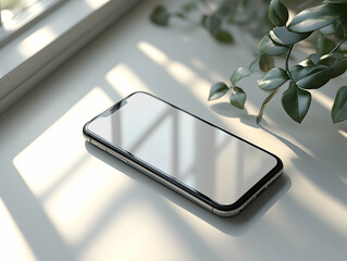 Poster - Smartphone with blank screen on white surface