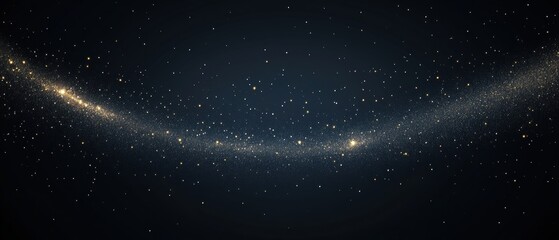Poster - Elegant cosmic glitter stream on dark backdrop with sparkling stardust and golden light trail creating a magical celestial atmosphere for luxury designs