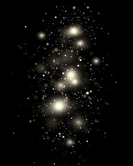 Poster - Ethereal starlight cascade on black backdrop creating a magical and dreamy atmosphere perfect for cosmic designs and celestial themed projects with a soft glow