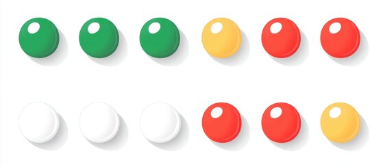 Aufkleber - Colorful Collection of Round Objects Arranged on a White Background with Soft Shadows in a Clean and Minimalist Style Perfect for Design Projects
