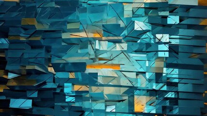 Poster - An abstract pattern showcasing the shattered form of a computer screen with a blend of blue hues and fragmented shapes, creating an intriguing visual effect in contemporary digital art