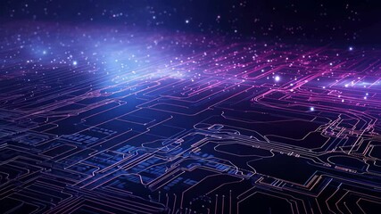 Poster - A mesmerizing galaxy backdrop features luminous tech circuits, creating a futuristic atmosphere that evokes a sense of wonder and exploration in the vastness of space