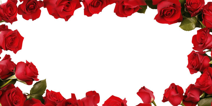 Red Rose Frame Border with White Copy Space

