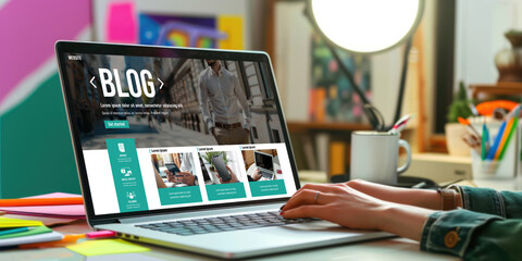 Poster - blogging concept, web blog social media information network brisk. social media online content, free