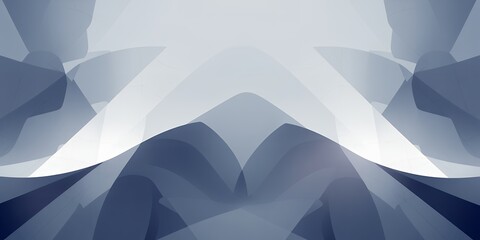 Poster - Abstract blue and white shapes overlapping creating a symmetrical mountain like form design