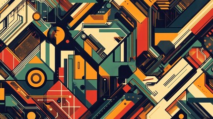 Poster - Abstract geometric art with vibrant colors and intricate patterns.