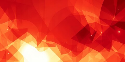 Poster - Abstract red and orange geometric shapes with a bright light and small stars effect