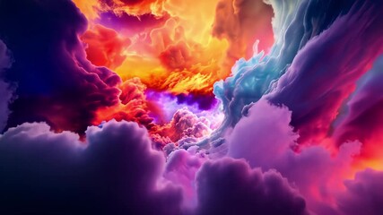 Poster - Vibrant clouds of color swirl together in a breathtaking display of light and shadow, creating an ethereal atmosphere during a serene moment of twilight