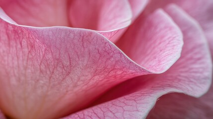 Poster - Delicate pink rose petal close up capturing soft textures and subtle color gradients in a macro floral photography style for serene and romantic backgrounds