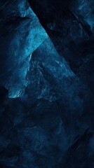 Poster - Captivating deep blue abstract geological formation featuring intricate rock textures and dramatic lighting creating an atmosphere of mystery and natural beauty