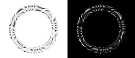 Fototapete - Modern abstract background. Halftone dots in spiral form. Round logo, design element or icon. Vector dotted frame. A black figure on a white background and an equally white figure on the black side.