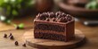 © Michael - Delightful chocolate cake on wooden serving board with decorative frosting and chocolate chips
