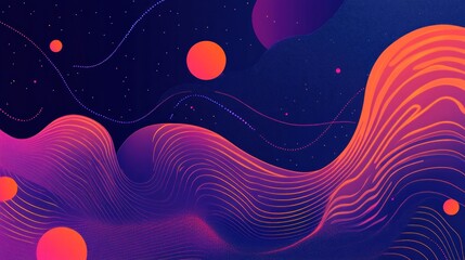 Poster - abstract cosmic wave background with vibrant gradients and flowing lines.