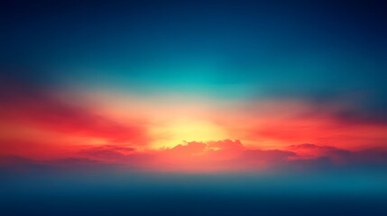 Wall Mural - Vibrant sunset sky with red, orange, and blue hues over clouds