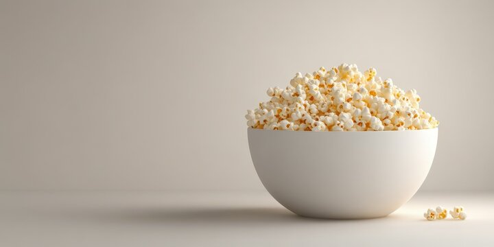 Fresh popcorn served in a white bowl creating a cozy snack setting for movie night or casual gatherings