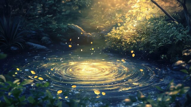 Background reveals dreamy stream of shimmer drop spin