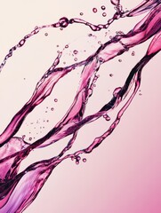 Poster - Dynamic shot of vibrant magenta liquid streams cascading against a soft pink backdrop creating a visually captivating splash of color and movement in a modern style