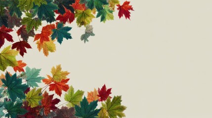 Poster - Autumnal Canopy of Maple Leaves in a Symphony of Colors on a Creamy Backdrop Capturing the Essence of Fall with a Gentle and Serene Visual Mood