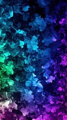 Poster - Abstract fluid art with vibrant gradient of green blue and purple hues creating a dynamic and energetic visual effect for modern design projects