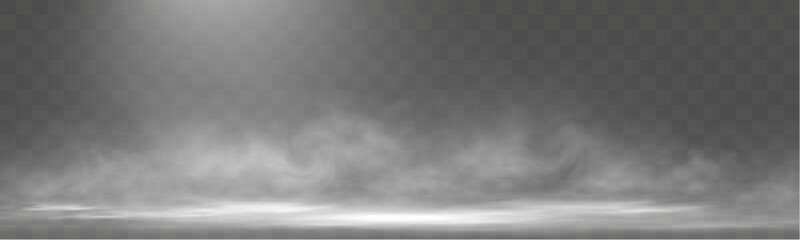 Aufkleber - Realistic white smoke or mist effect with soft, swirling patterns on a transparent background. Perfect for overlays and atmospheric designs.	