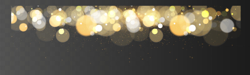 Aufkleber - Bokeh background with soft golden light orbs on a transparent grid, ideal for overlays and graphic design projects.	

