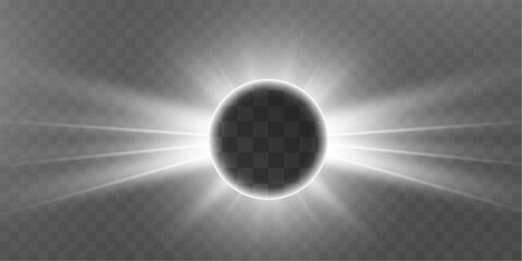 Aufkleber - Bright glowing light effect, white shining rays background, transparent glow backdrop for text, realistic light burst.