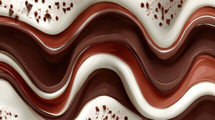 Poster - Decadent Chocolate River Swirls with Creamy White Waves and Scattered Chocolate Chunks Creating a Delicious Abstract Background Perfect for Food and Dessert Themes