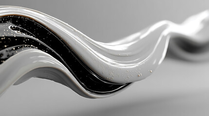 Poster - abstract creamy swirl with black layer and golden dots contemporary background artistic design minim
