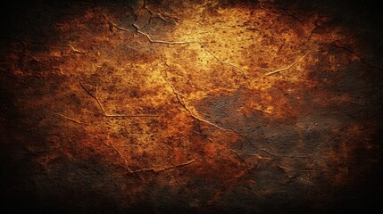 Poster - Dramatic bronze texture with crackled surface and dark vignette creates a rustic and aged effect ideal for backgrounds and design projects with an antique feel