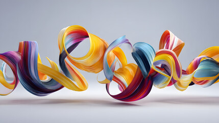 Poster - colorful swirls abstract: a captivating display of swirling, multicolored ribbons undulate gracefull