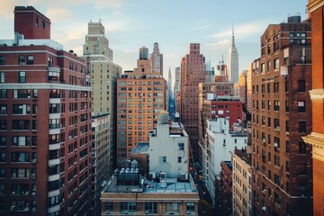Poster - cityscape view showcases towering buildings and iconic skyline in vibrant urban environment, a view 