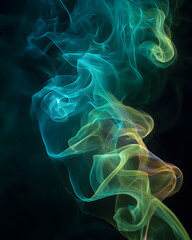 Poster - abstract smoke composition: an ethereal display of swirling, colorful smoke against a dark backdrop,