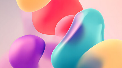 Poster - abstract colorful shapes: a whimsical array of colorful, organic shapes, reminiscent of liquid or 3d