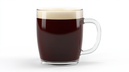 Poster - Dark beer in a clear glass mug with thick foam on a white background studio shot close up beverage refreshment drink brewery craft ale pub bar