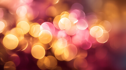 Poster - Abstract Bokeh Background: A captivating abstract background image featuring a delicate, swirling array of vibrant, out-of-focus bokeh circles in warm, romantic hues of pink, orange, and yellow.