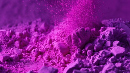 Poster - Vibrant magenta pigment explosion creating a dynamic texture and abstract pattern with a rich depth of field and a close up perspective for artistic expression