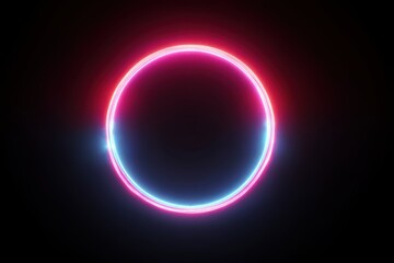 Poster - Glowing circle with vibrant neon colors on a dark background creating a modern and futuristic vibe perfect for technology and design projects and abstract art