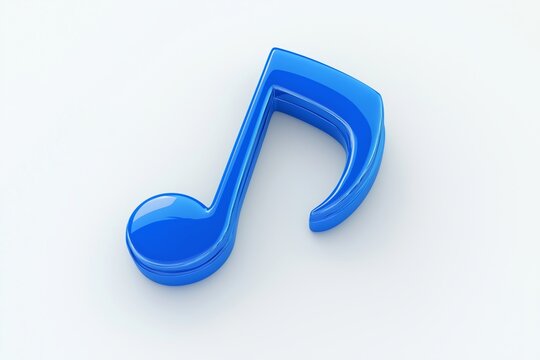 3d Rendering Blue Music Note isolated on white background