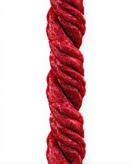 Aufkleber - Striking close up of a vibrant red twisted rope against a clean white background evoking texture and depth showcasing intricate detail and artistic composition