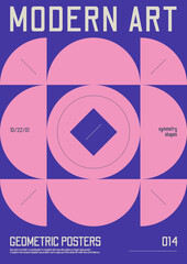 Leinwandbilder - Modern abstract poster, Raster version of high quality and resolution, artwork with geometric postmodern shapes in brutalism aesthetics, minimalistic trendy bold composition, A4 futuristic graphic 14