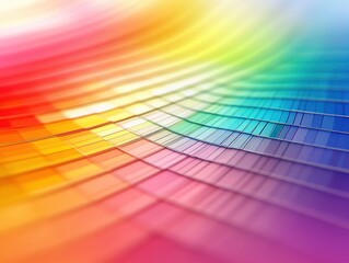 Poster - Vibrant spectrum of color swatches in a mesmerizing arrangement showcasing a rainbow of hues creating a sense of harmony and artistic expression with a soft focus effect