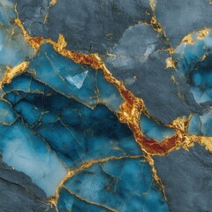 Poster - Captivating blue stone texture with golden veins creating a luxurious and elegant abstract pattern artistic mineral backdrop nature close up