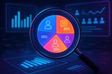 Poster - Data Analysis in Focus: A visually compelling image showcasing data analysis with a pie chart representing the analysis,  magnifying glass, conveying the importance of precision in decision-making.