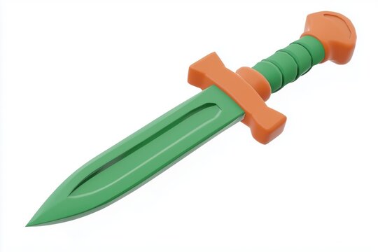 Dagger isolated on white background. 3d rendering. Cartoon plastic style icon