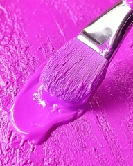 Poster - Artistic brushstroke of vibrant purple paint creating texture and depth on canvas capturing creativity and artistic expression in a visually striking composition