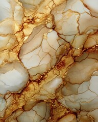 Poster - Abstract golden marble texture background with fluid art painting in beige and white tones luxurious design for wallpaper or backdrop with elegant gold veins