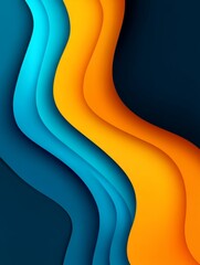 Poster - Abstract Blue Orange Liquid Wave Background - Dynamic blue and orange waves symbolize energy, fluidity, movement, and abstract art. The contrasting colors represent balance and harmony