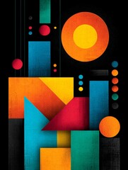 Poster - Abstract Geometric Biofuel Design - Symbolizing innovation, energy, sustainability, efficiency, and progress in biofuel production through abstract geometric shapes and vibrant colors