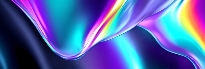 Poster - Abstract Iridescent Flowing Shapes - Symbolizing fluidity, energy, transformation, vibrancy, and ethereal beauty, this abstract showcases iridescent flowing shapes in a dynamic composition